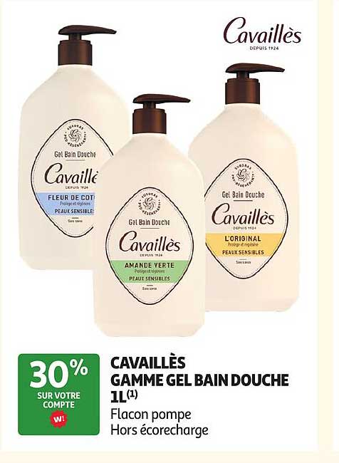 CAVAILLÈS GAMME GEL BAIN DOUCHE 1L(1) Flacon pompe Hors écorecharge