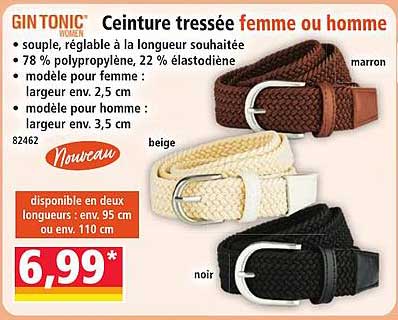 Ceinture tressée femme ou homme