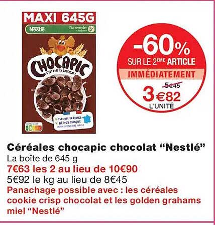Céréales chocapic chocolat “Nestlé”