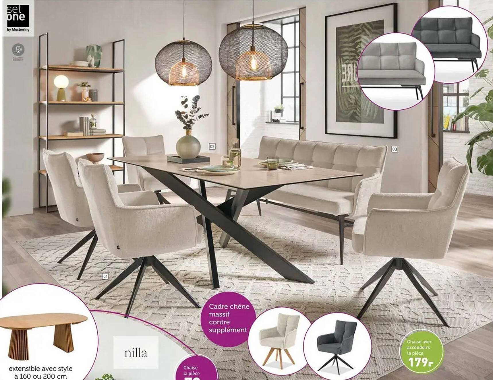 Chaise avec accoudoirs la pièce