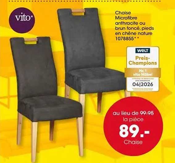 Chaise Microfibre anthracite ou brun foncé, pieds en chêne nature 1078855**