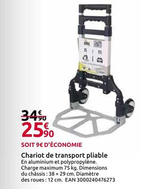 Chariot de transport pliable