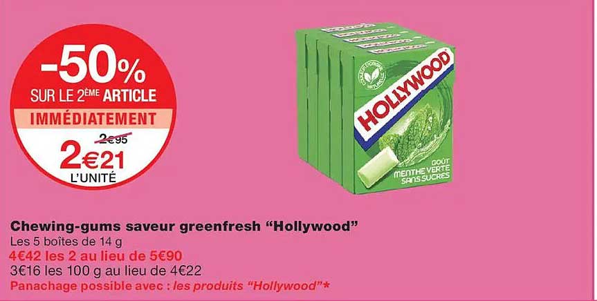 Chewing-gums saveur greenfresh “Hollywood”