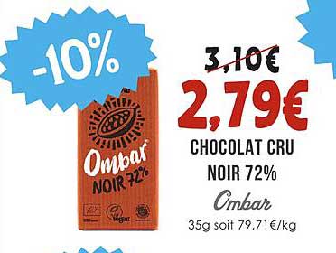 CHOCOLAT CRU NOIR 72% Imbar 35g soit 79,71€/kg