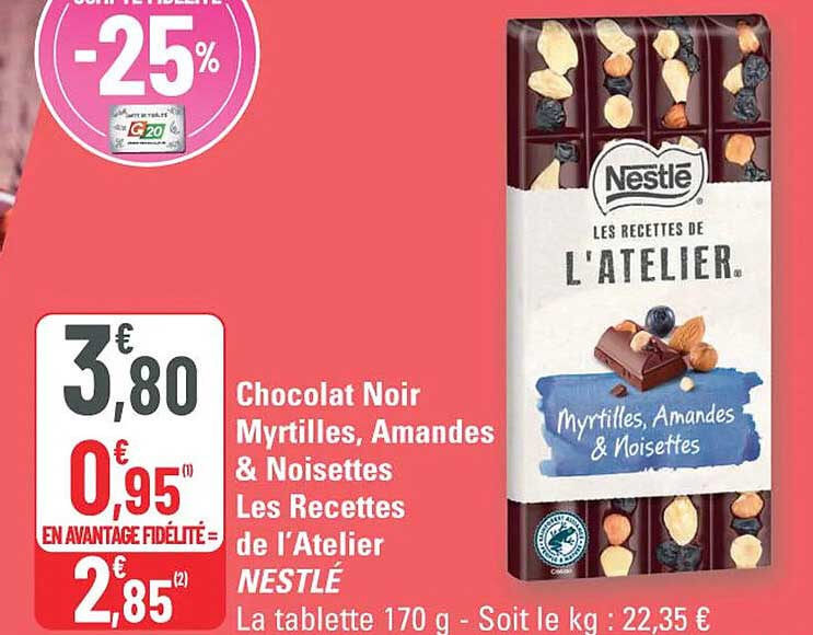 Chocolat Noir Myrtilles, Amandes & Noisettes Les Recettes de l’Atelier NESTLÉ