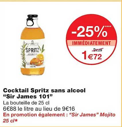 Cocktail Spritz sans alcool “Sir James 101”