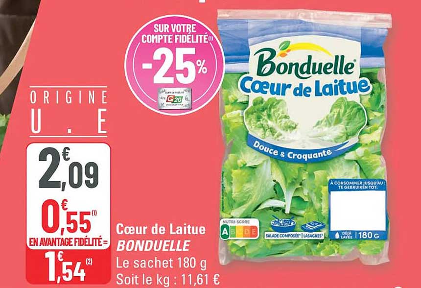 Cœur de Laitue BONDUELLE Le sachet 180 g