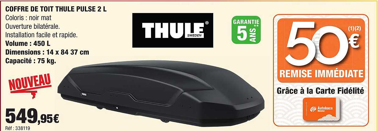COFFRE DE TOIT THULE PULSE 2 L