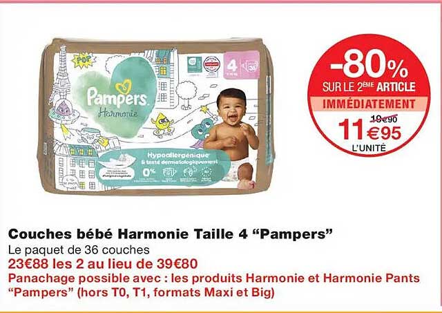 Couches bébé Harmonie Taille 4 “Pampers”