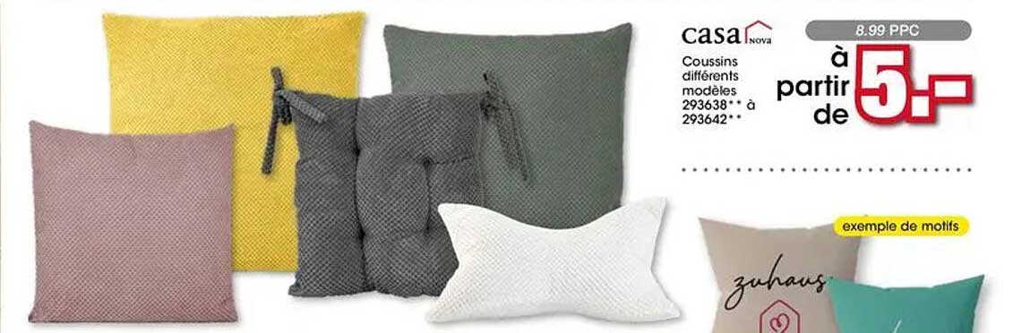 Coussins différents modèles 293638** à 293642**
