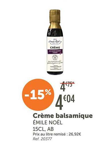 Crème balsamique ÉMILE NOËL 15CL, AB