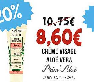 CRÈME VISAGE ALUÉ VERA Prim’ Aloé 50ml soit 172€/L