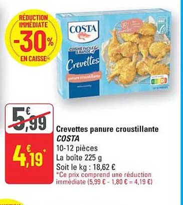 Crevettes panée croustillante COSTA