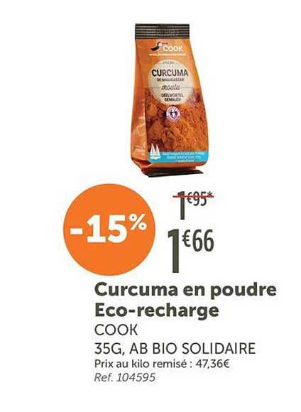 Curcuma en poudre Eco-recharge COOK 35G, AB BIO SOLIDAIRE