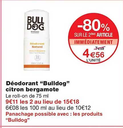 Déodorant “Bulldog” citron bergamote