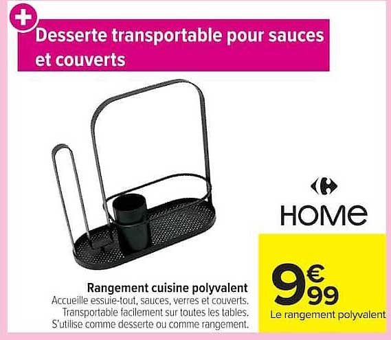 Desserte transportable pour sauces et couverts