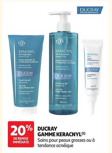 DUCRAY GAMME KERACNYL(1) Soins pour peaux grasses ou à tendance acnéique