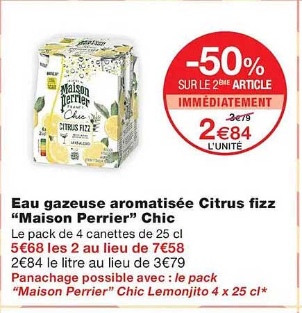 Eau gazeuse aromatisée Citrus fizz “Maison Perrier” Chic