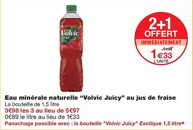 Eau minérale naturelle “Volvic Juicy” au jus de fraise