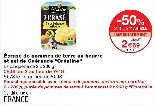 Écrasé de pommes de terre au beurre et sel de Guérande “Créaline”