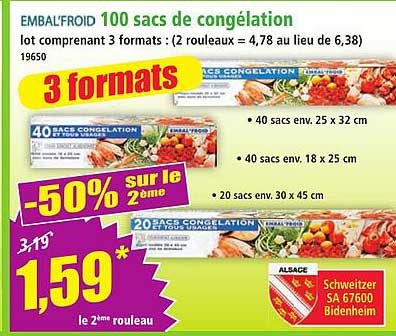 EMBAL’FROID 100 sacs de congélation