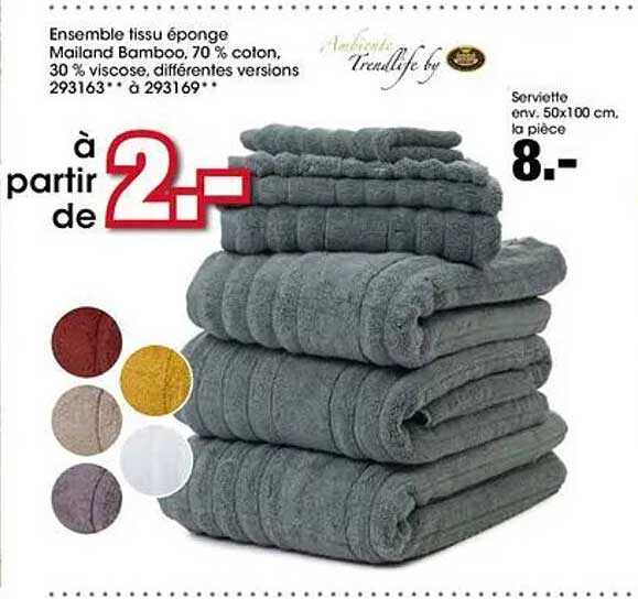 Ensemble tissu éponge Mailand Bamboo, 70 % coton, 30 % viscose, différentes versions 293163** à 293169**