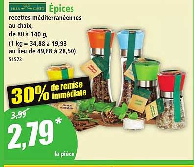 Epices recettes méditerranéennes au choix, de 80 à 140 g, (1 kg = 34,88 à 19,93 au lieu de 49,88 à 28,50) 51573
