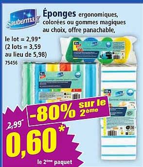 Éponges ergonomiques, colorées ou gommes magiques au choix, offre panachable