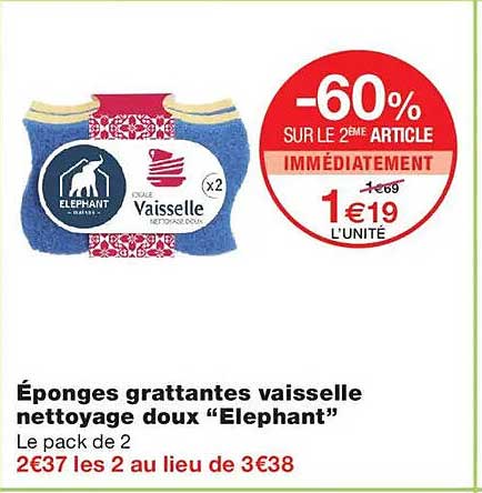 Éponges grattantes vaisselle nettoyage doux “Elephant”