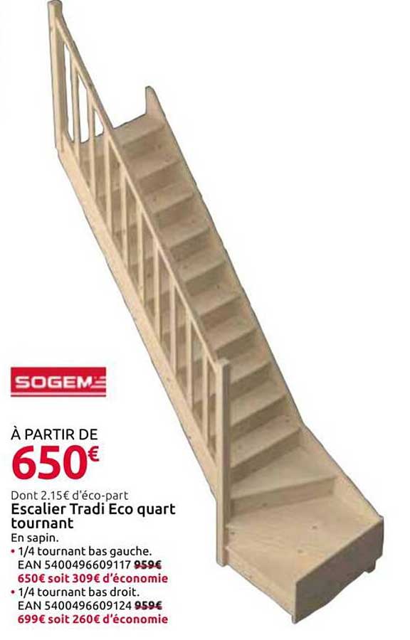 Escalier Tradi Eco quart tournant