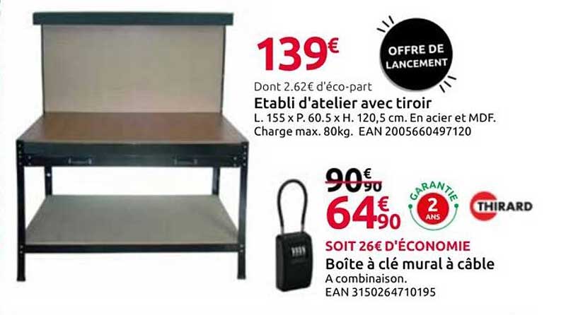 Etabli d'atelier avec tiroir