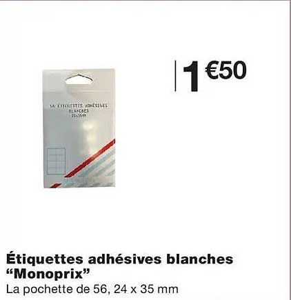Étiquettes adhésives blanches “Monoprix”
