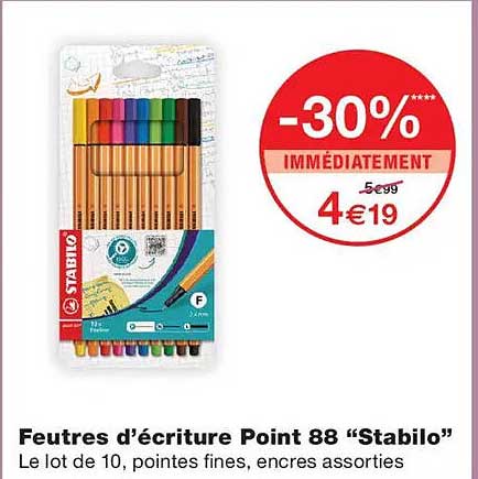 Feutres d’écriture Point 88 “Stabilo”