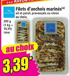 Filets d'anchois marinés(a) ail et persil, provençale ou citron au choix