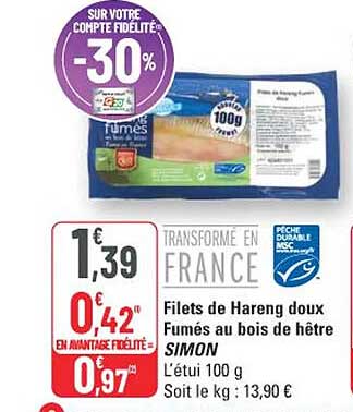 Filets de Hareng doux Fumés au bois de hêtre SIMON