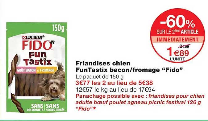 Friandises chien FunTastix bacon/fromage “Fido”