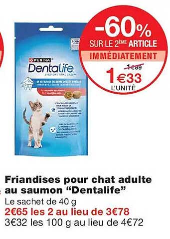 Friandises pour chat adulte au saumon “Dentalife”
