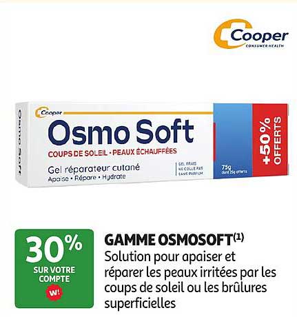 GAMME OSMOSOFT(1) Solution pour apaiser et réparer les peaux irritées par les coups de soleil ou les brûlures superficielles