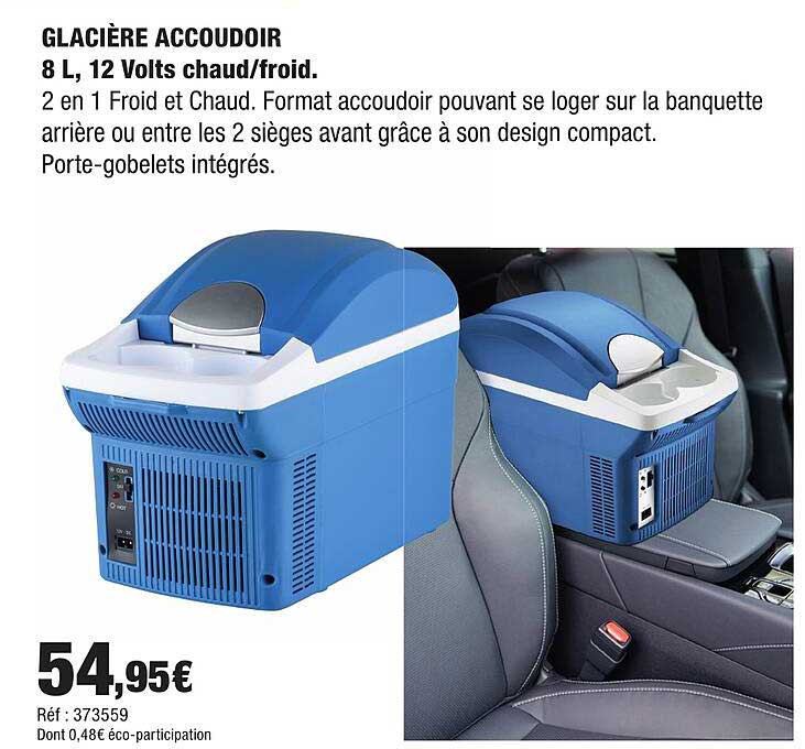 GLACIÈRE ACCOUDOIR 8 L, 12 Volts chaud/froid.