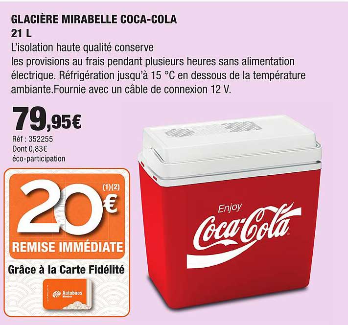GLACIÈRE MIRABELLE COCA-COLA 21 L