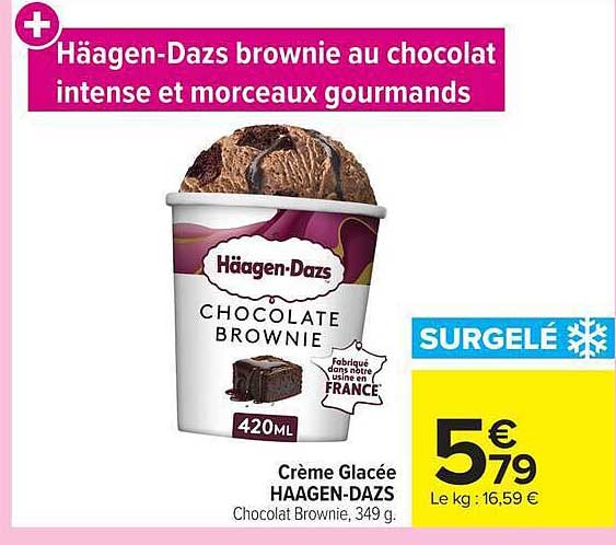 Häagen-Dazs brownie au chocolat intense et morceaux gourmands