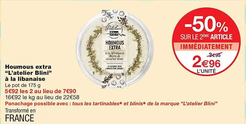 Houmous extra “L’atelier Blini” à la libanaise