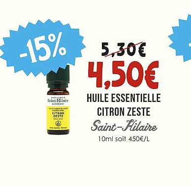 HUILE ESSENTIELLE CITRON ZESTE Saint-Hilaire 10ml soit 450€/L