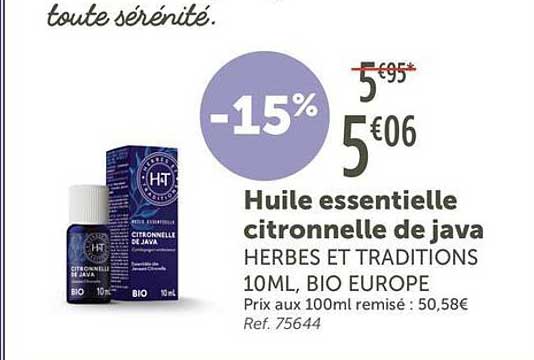 Huile essentielle citronnelle de java