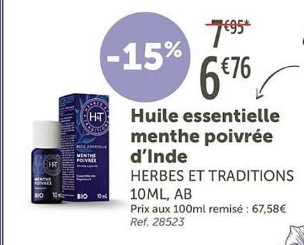 Huile essentielle menthe poivrée d’Inde