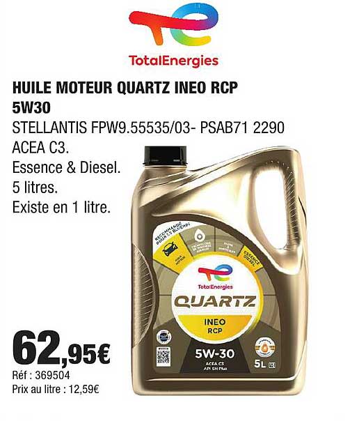 HUILE MOTEUR QUARTZ INEO RCP 5W30