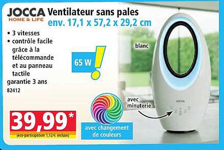 JOCCA Ventilateur sans pales env. 17,1 x 57,2 x 29,2 cm