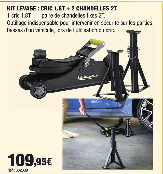 KIT LEVAGE : CRIC 1,8T + 2 CHANDELLES 2T