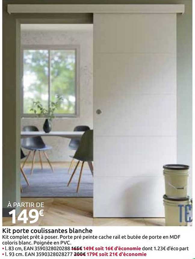Kit porte coulissantes blanche