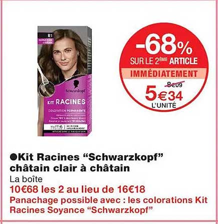 Kit Racines “Schwarzkopf” châtain clair à châtain